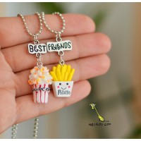 Кулон парный для друзей "Best Friends. Popkorn. Potato". Цена за 1 пару